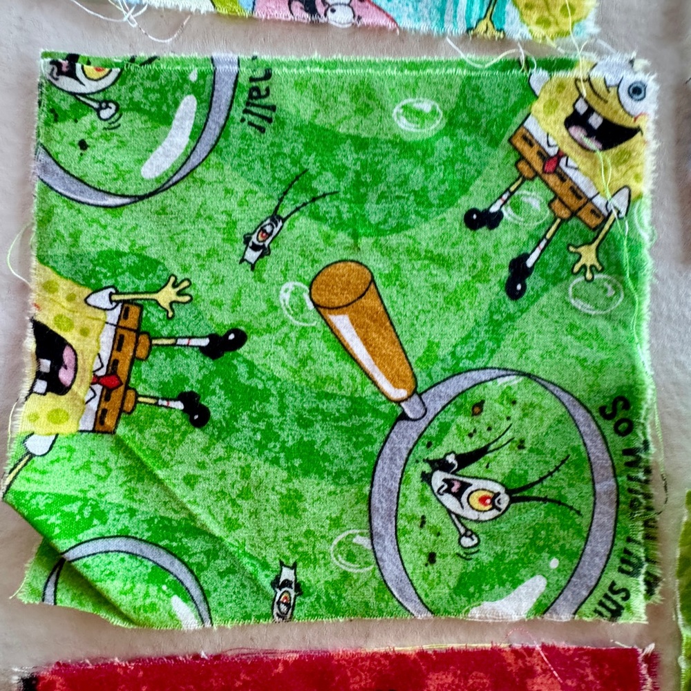 SpongeBob 2002 Vintage Cotton Fabric Blocks and Remnants - Picture 9 of 15